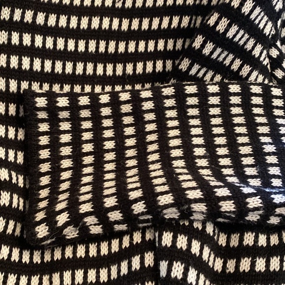 Alison Sheri Black and White Patterned Long Belted Open Front Cardigan - Picture 9 of 12